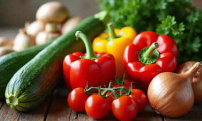 Assortiment de légumes frais et colorés sur une table en bois
