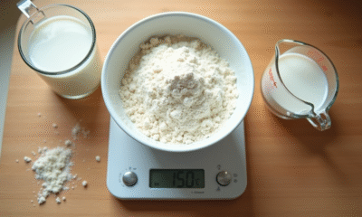 Balance de cuisine numérique pesant 150g de farine