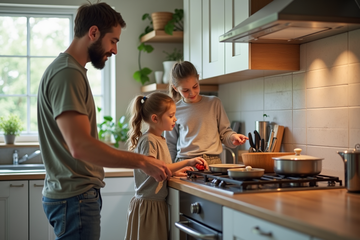 Famille avec deux enfants autour d