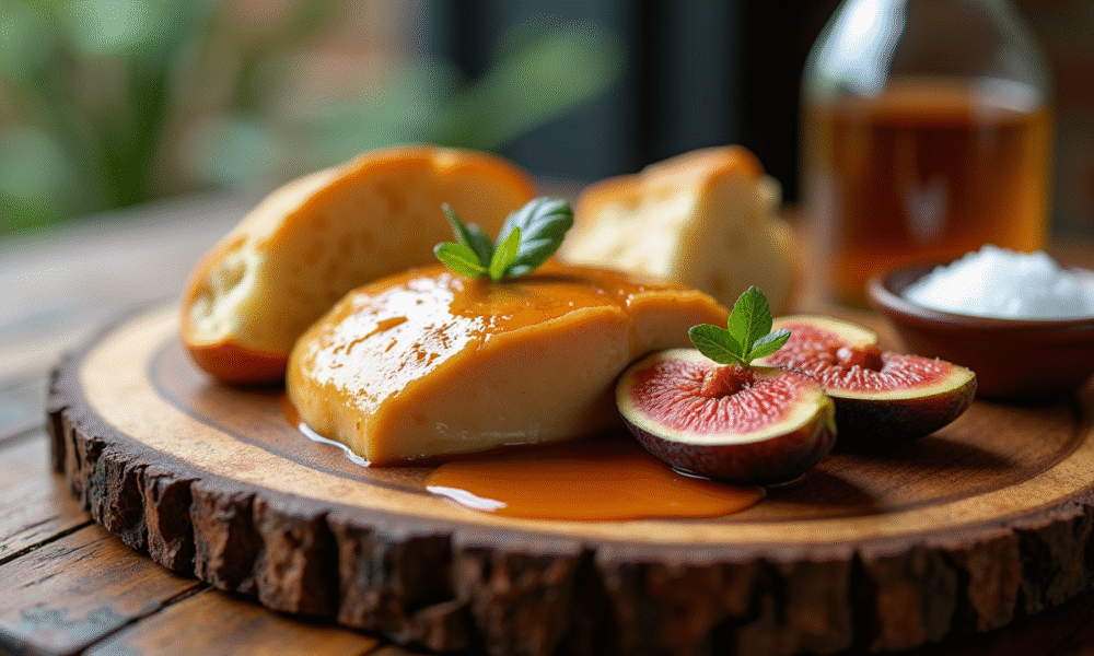 Foie gras servi avec figues fraîches et brioche