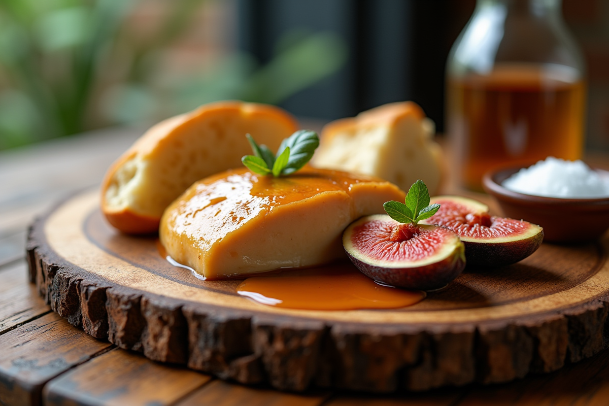 Foie gras servi avec figues fraîches et brioche