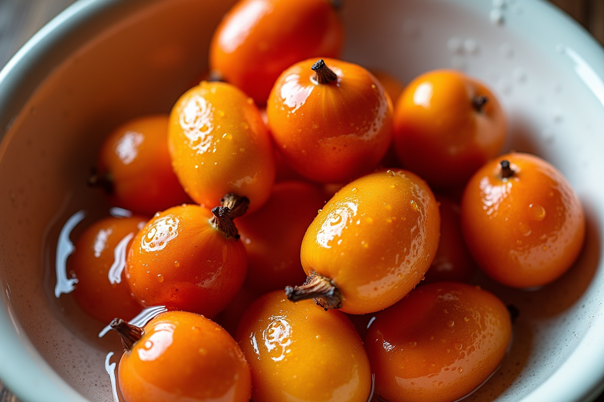 Fruits V lavés dans un bol en céramique avec gouttes d