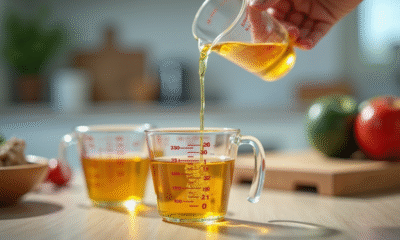 Couteau de cuisine avec verre doseur précis en gros plan