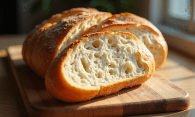 Pain artisanal tranché avec mie aérée et croûte dorée