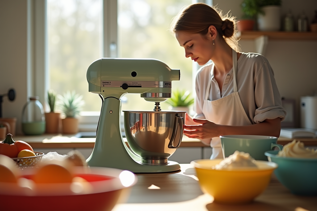 Personne utilisant un mixeur pour préparer la pate à gateau